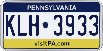 PA license plate KLH3933