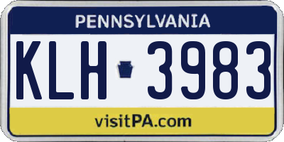 PA license plate KLH3983
