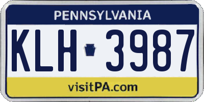 PA license plate KLH3987