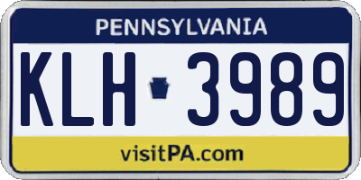 PA license plate KLH3989