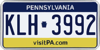 PA license plate KLH3992