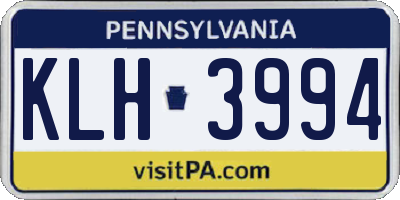 PA license plate KLH3994