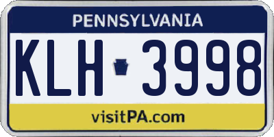 PA license plate KLH3998