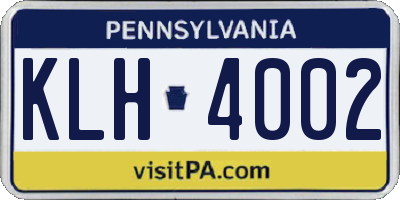 PA license plate KLH4002