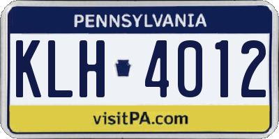 PA license plate KLH4012
