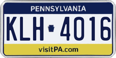 PA license plate KLH4016