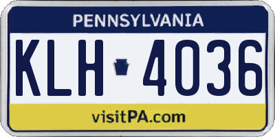 PA license plate KLH4036