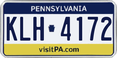 PA license plate KLH4172