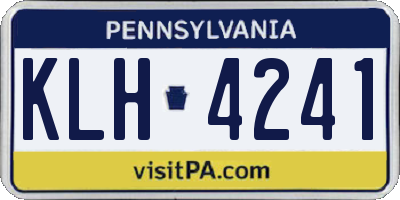 PA license plate KLH4241