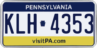 PA license plate KLH4353