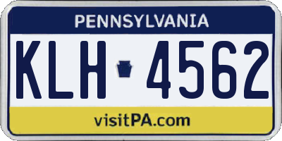 PA license plate KLH4562