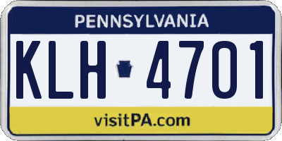 PA license plate KLH4701