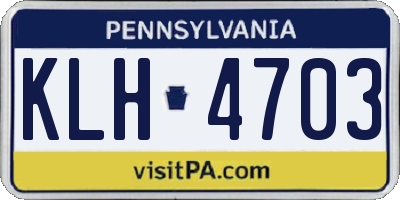 PA license plate KLH4703