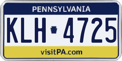 PA license plate KLH4725