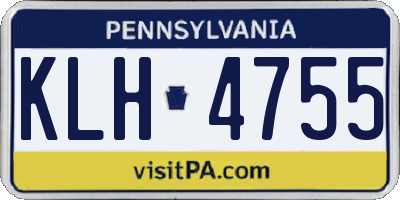PA license plate KLH4755