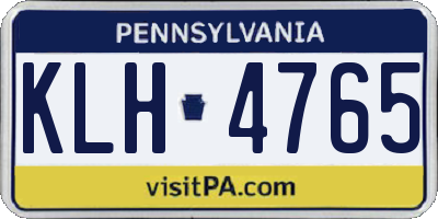 PA license plate KLH4765