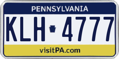 PA license plate KLH4777