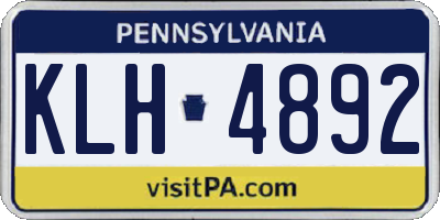 PA license plate KLH4892