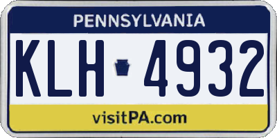 PA license plate KLH4932