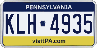 PA license plate KLH4935