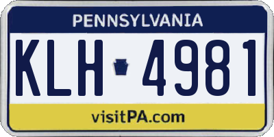 PA license plate KLH4981
