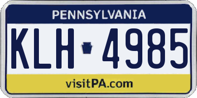 PA license plate KLH4985