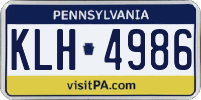 PA license plate KLH4986