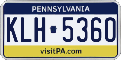 PA license plate KLH5360