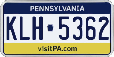 PA license plate KLH5362