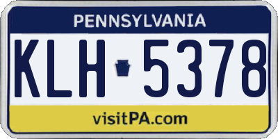 PA license plate KLH5378