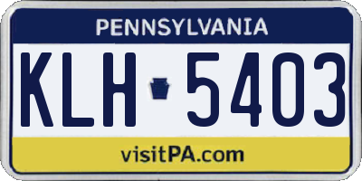 PA license plate KLH5403