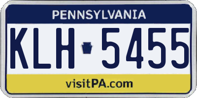 PA license plate KLH5455
