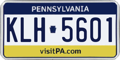 PA license plate KLH5601