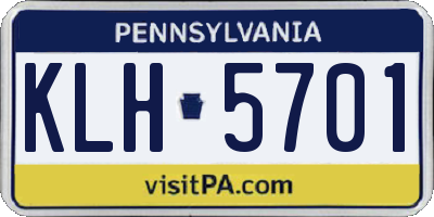 PA license plate KLH5701