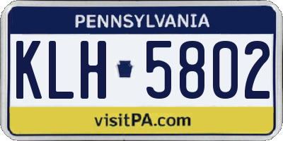 PA license plate KLH5802