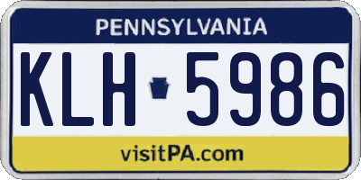 PA license plate KLH5986