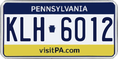PA license plate KLH6012