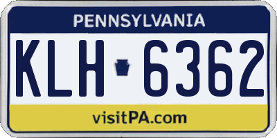 PA license plate KLH6362