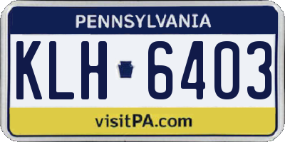 PA license plate KLH6403