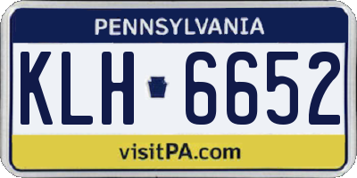 PA license plate KLH6652