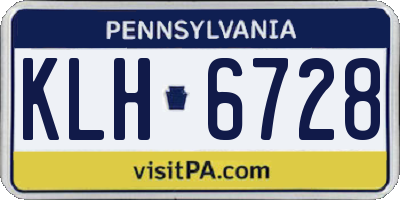 PA license plate KLH6728