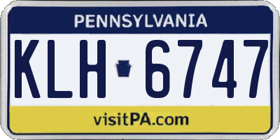 PA license plate KLH6747
