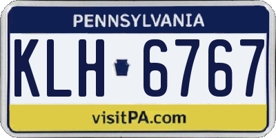 PA license plate KLH6767