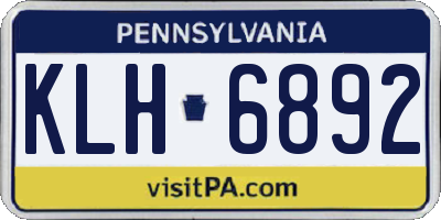 PA license plate KLH6892