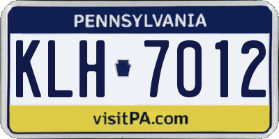 PA license plate KLH7012
