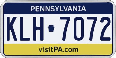 PA license plate KLH7072