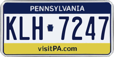PA license plate KLH7247