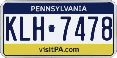 PA license plate KLH7478