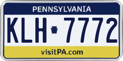 PA license plate KLH7772