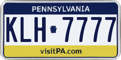 PA license plate KLH7777